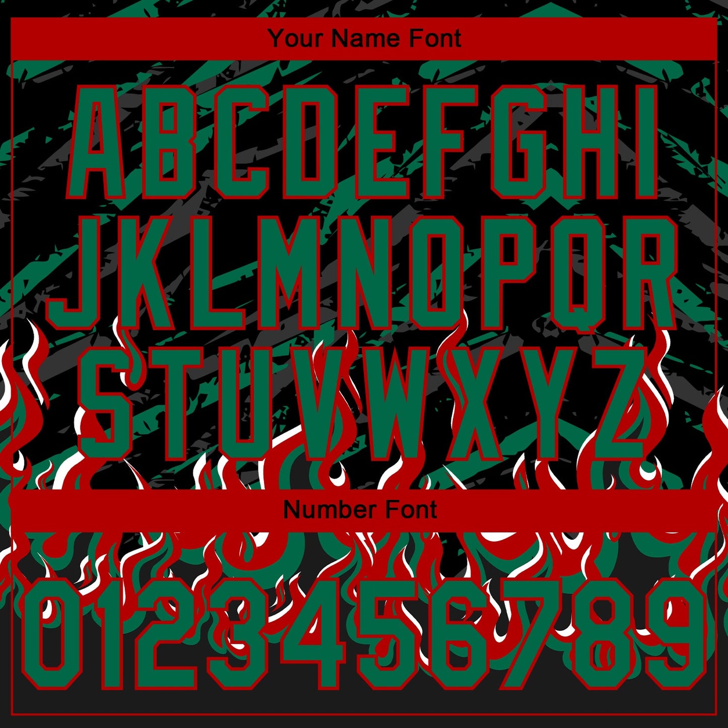 Custom Stitched Black Kelly Green Red-White 3D Pattern Design Flame Sports Pullover Sweatshirt Hoodie view 4