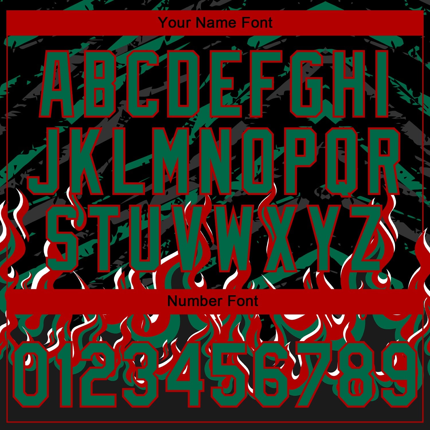 Custom Stitched Black Kelly Green Red-White 3D Pattern Design Flame Sports Pullover Sweatshirt Hoodie view 4