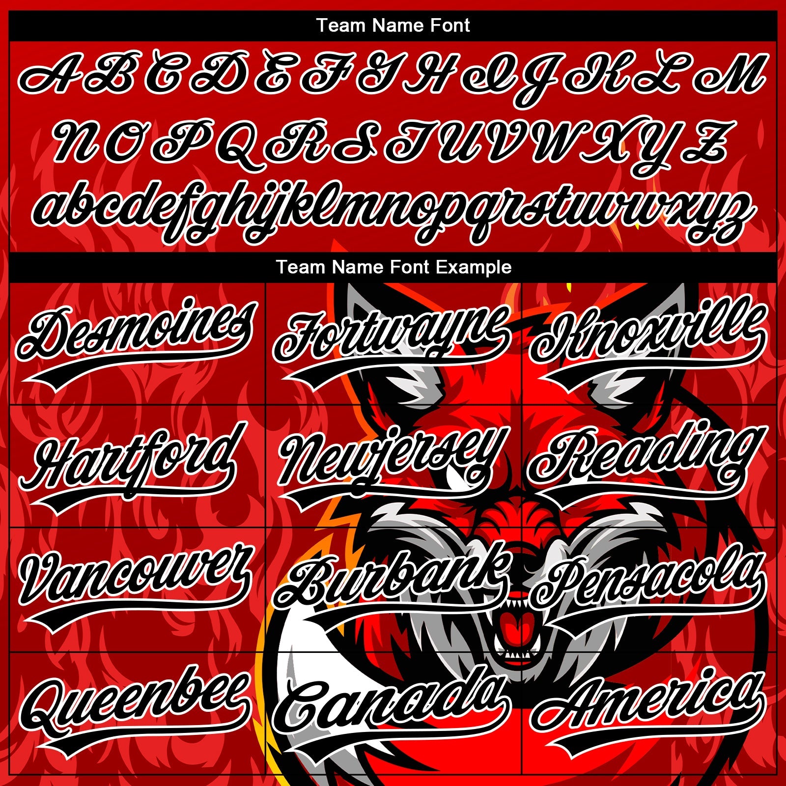 Custom Stitched Red Black Yellow-White 3D Pattern Design Flame Fox Sports Pullover Sweatshirt Hoodie view 3