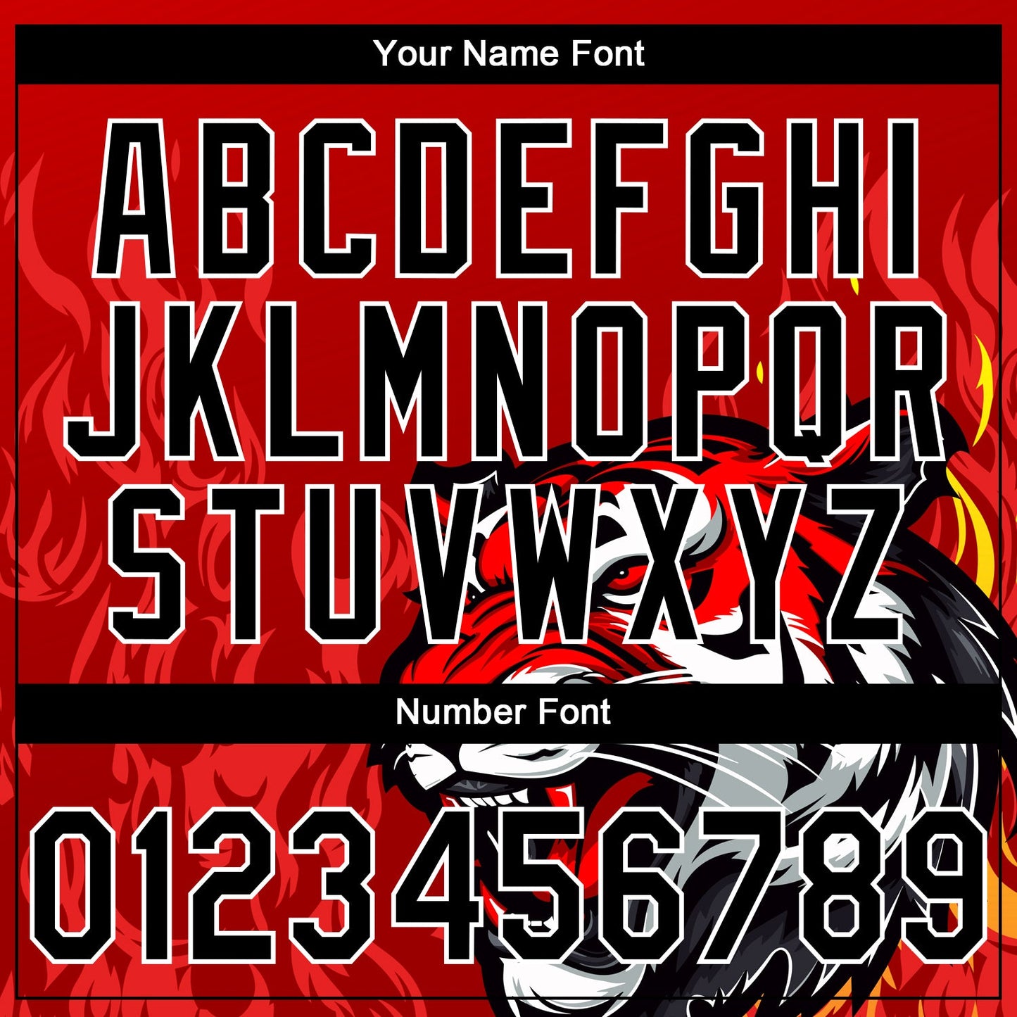 Custom Stitched Red Black Yellow-White 3D Pattern Design Flame Tiger Sports Pullover Sweatshirt Hoodie view 4