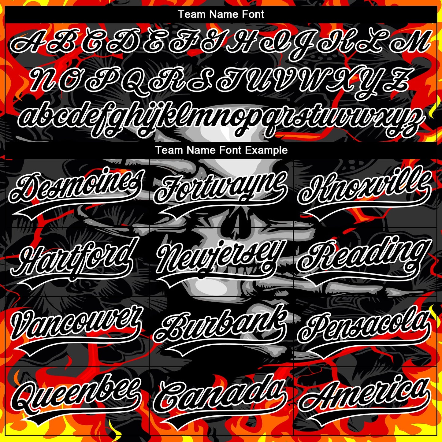 Custom Stitched Black Red Yellow-White 3D Pattern Design Flame Skull Sports Pullover Sweatshirt Hoodie view 3
