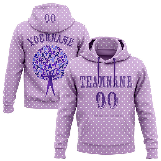 Custom Light Purple Purple 3D Gynecological Cancer World Cancer Day Ribbon Support Sports Pullover Sweatshirt Hoodie - Main View
