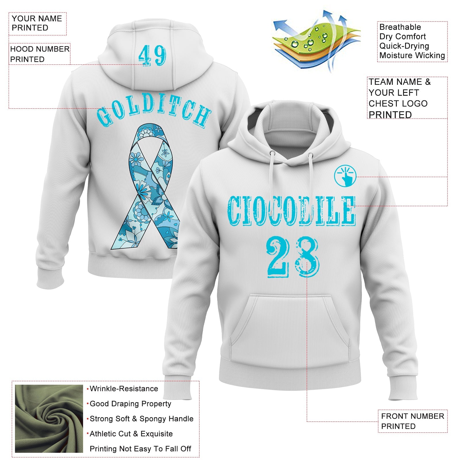 Custom White Lakes Blue 3D Prostate Cancer World Cancer Day Ribbon Support Sports Pullover Sweatshirt Hoodie view 2