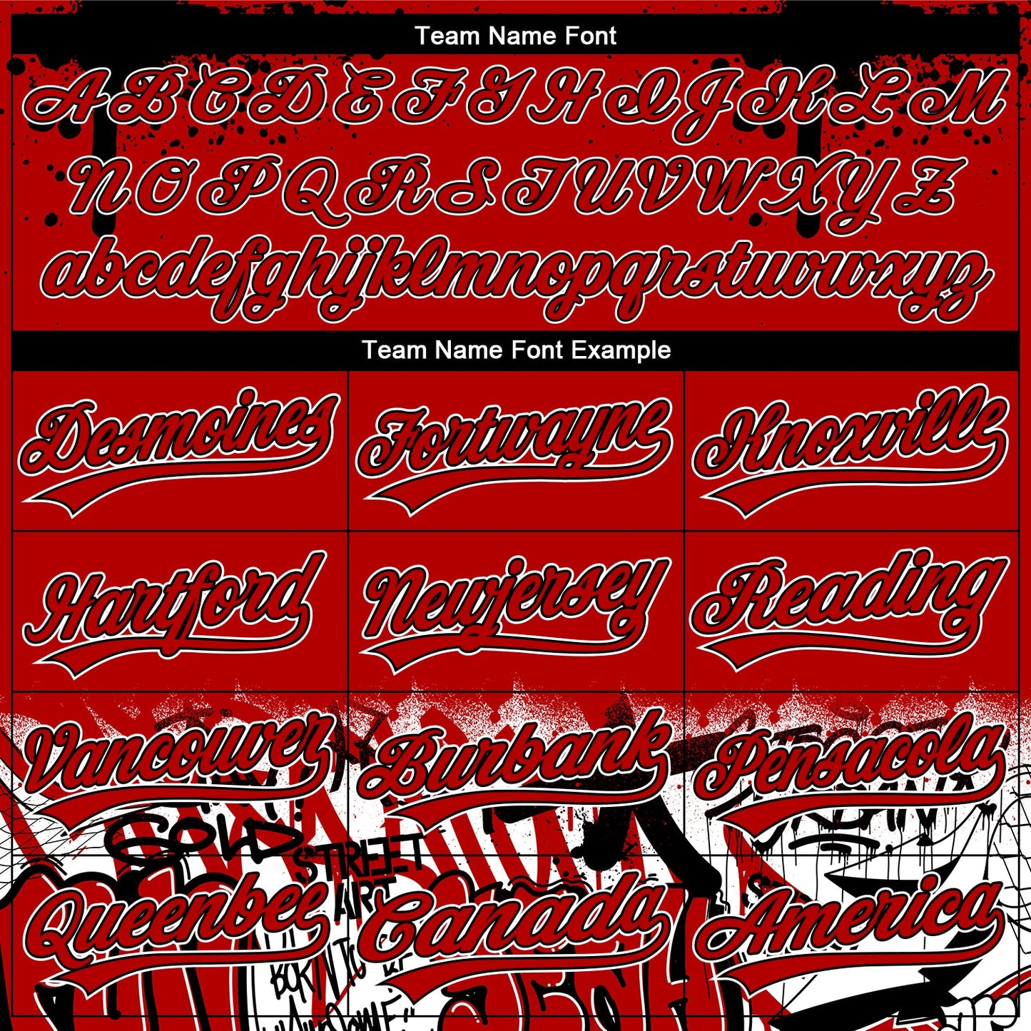 Custom Stitched Red Black-White 3D Graffiti Splash Street Art Sports Pullover Sweatshirt Hoodie view 3