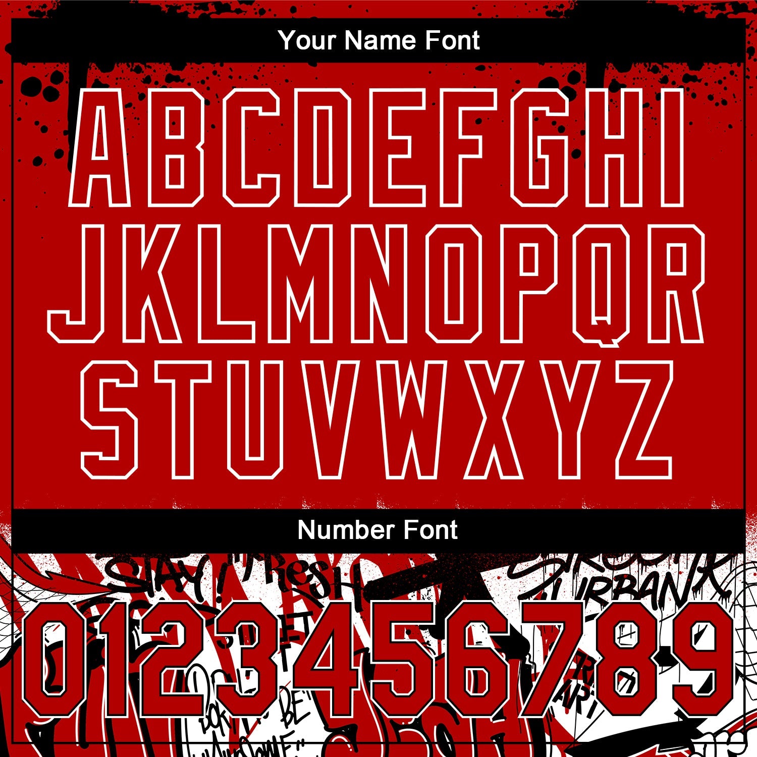 Custom Stitched Red Black-White 3D Graffiti Splash Street Art Sports Pullover Sweatshirt Hoodie view 4