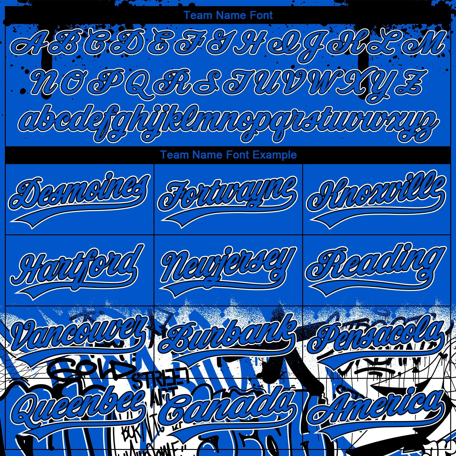 Custom Stitched Thunder Blue Black-White 3D Graffiti Splash Street Art Sports Pullover Sweatshirt Hoodie view 3