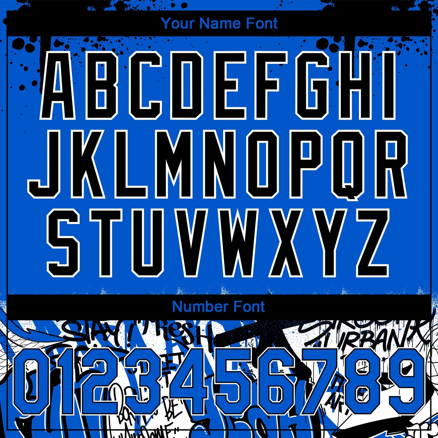 Custom Stitched Thunder Blue Black-White 3D Graffiti Splash Street Art Sports Pullover Sweatshirt Hoodie view 4
