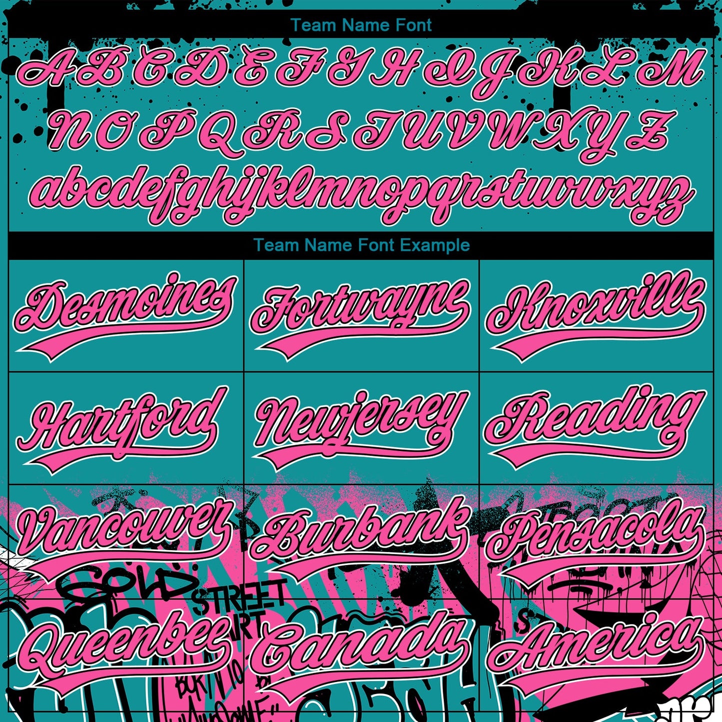 Custom Stitched Teal Pink Black-White 3D Graffiti Splash Street Art Sports Pullover Sweatshirt Hoodie view 3