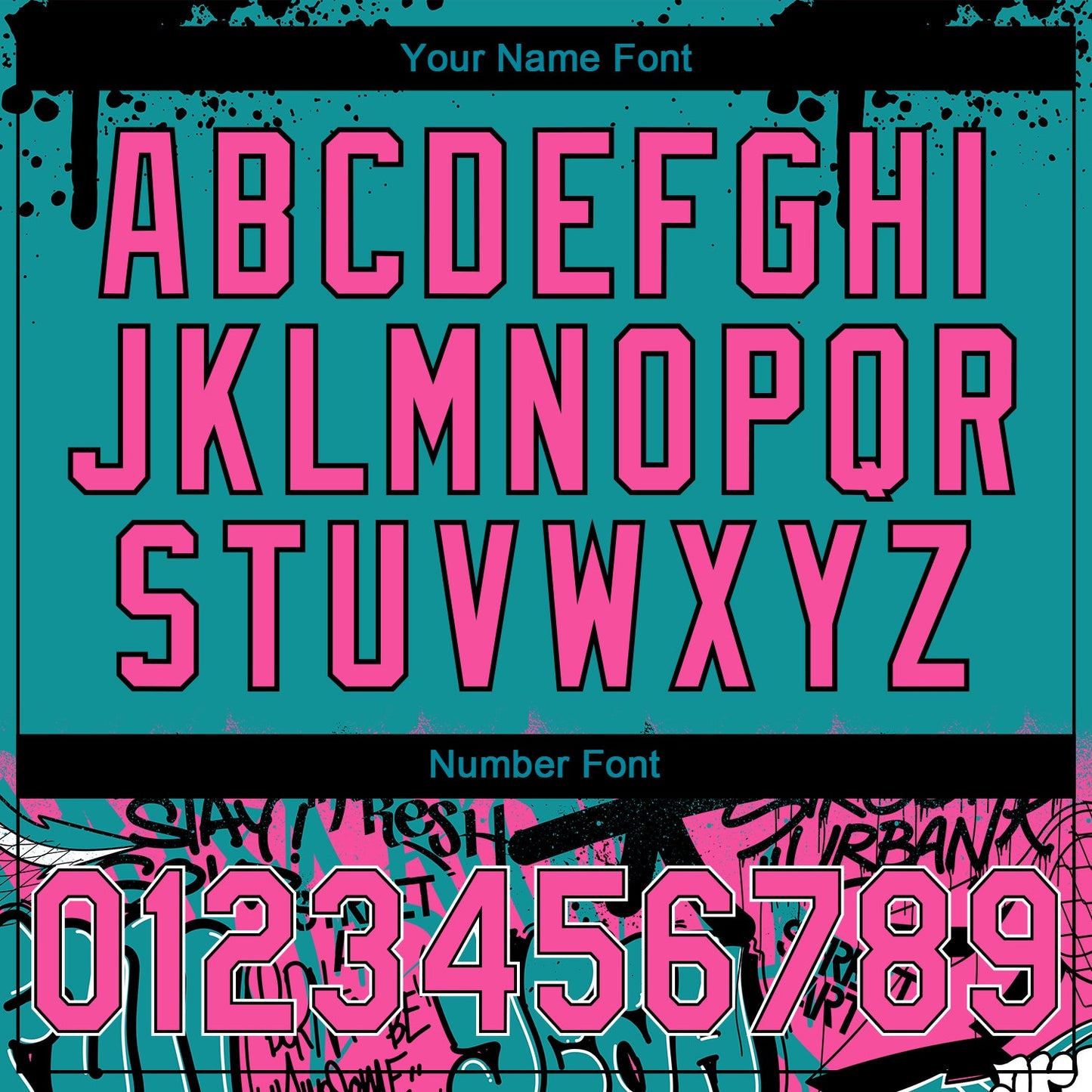 Custom Stitched Teal Pink Black-White 3D Graffiti Splash Street Art Sports Pullover Sweatshirt Hoodie view 4