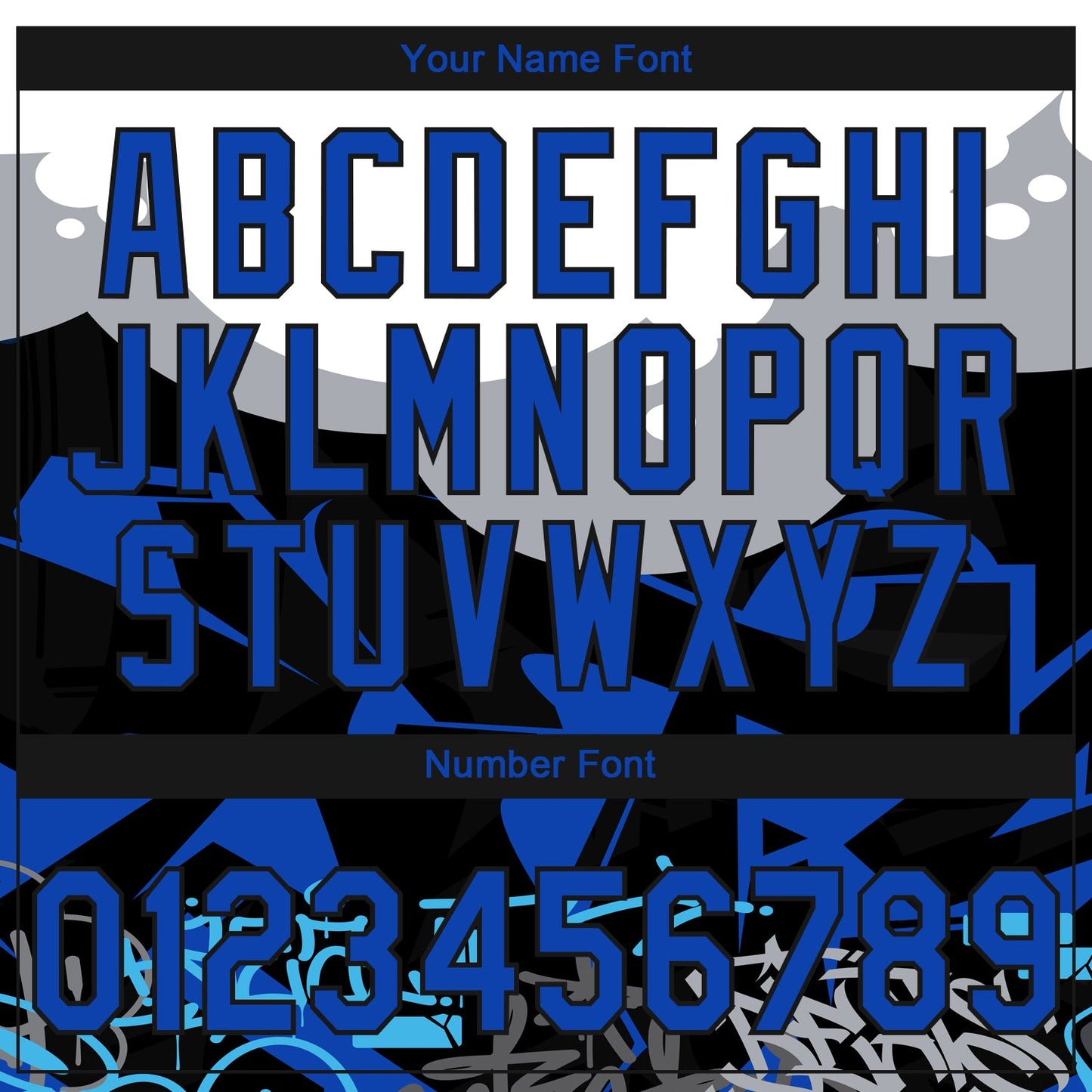 Custom Stitched Black Thunder Blue Gray-White 3D Graffiti Splash Street Art Sports Pullover Sweatshirt Hoodie view 4