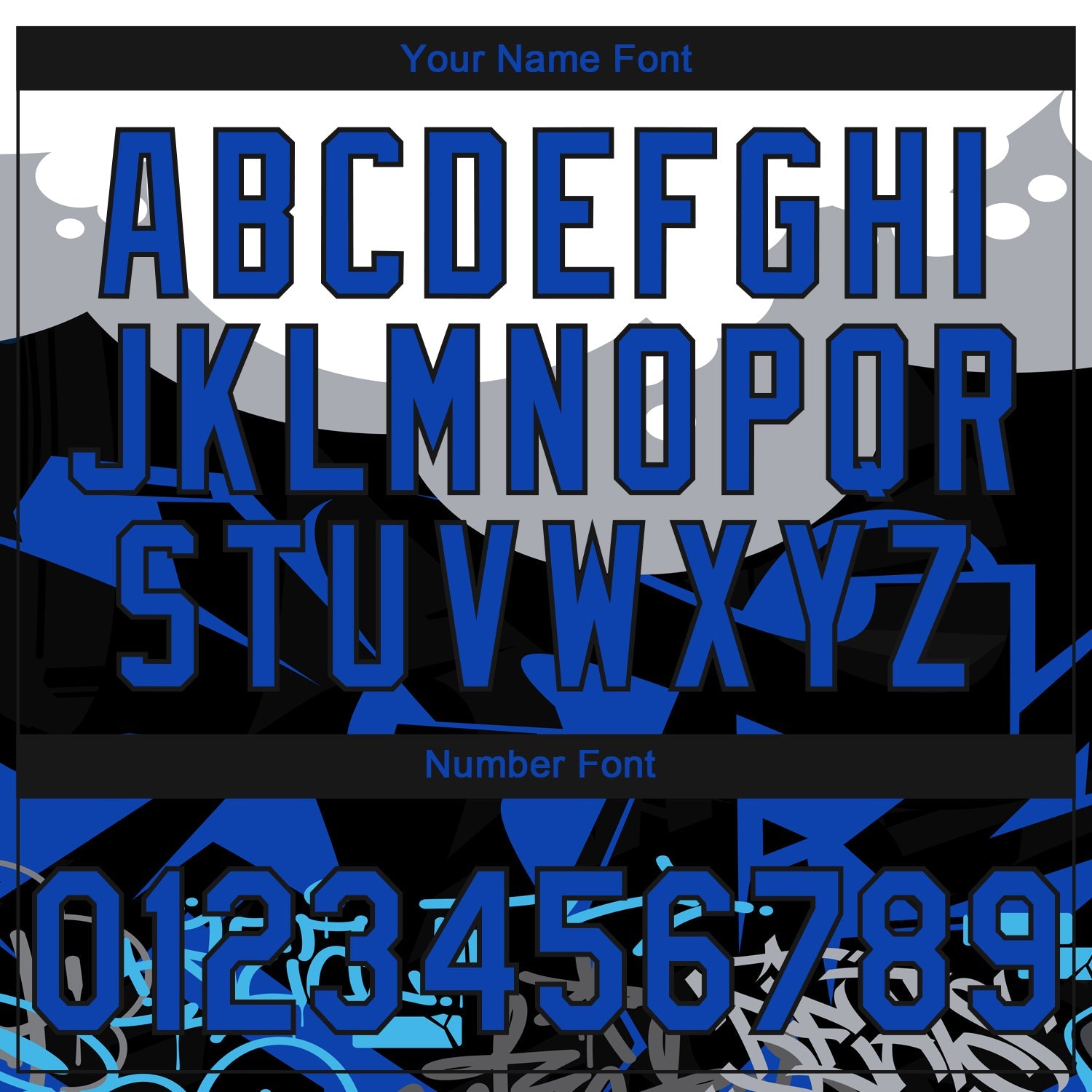 Custom Stitched Black Thunder Blue Gray-White 3D Graffiti Splash Street Art Sports Pullover Sweatshirt Hoodie view 4