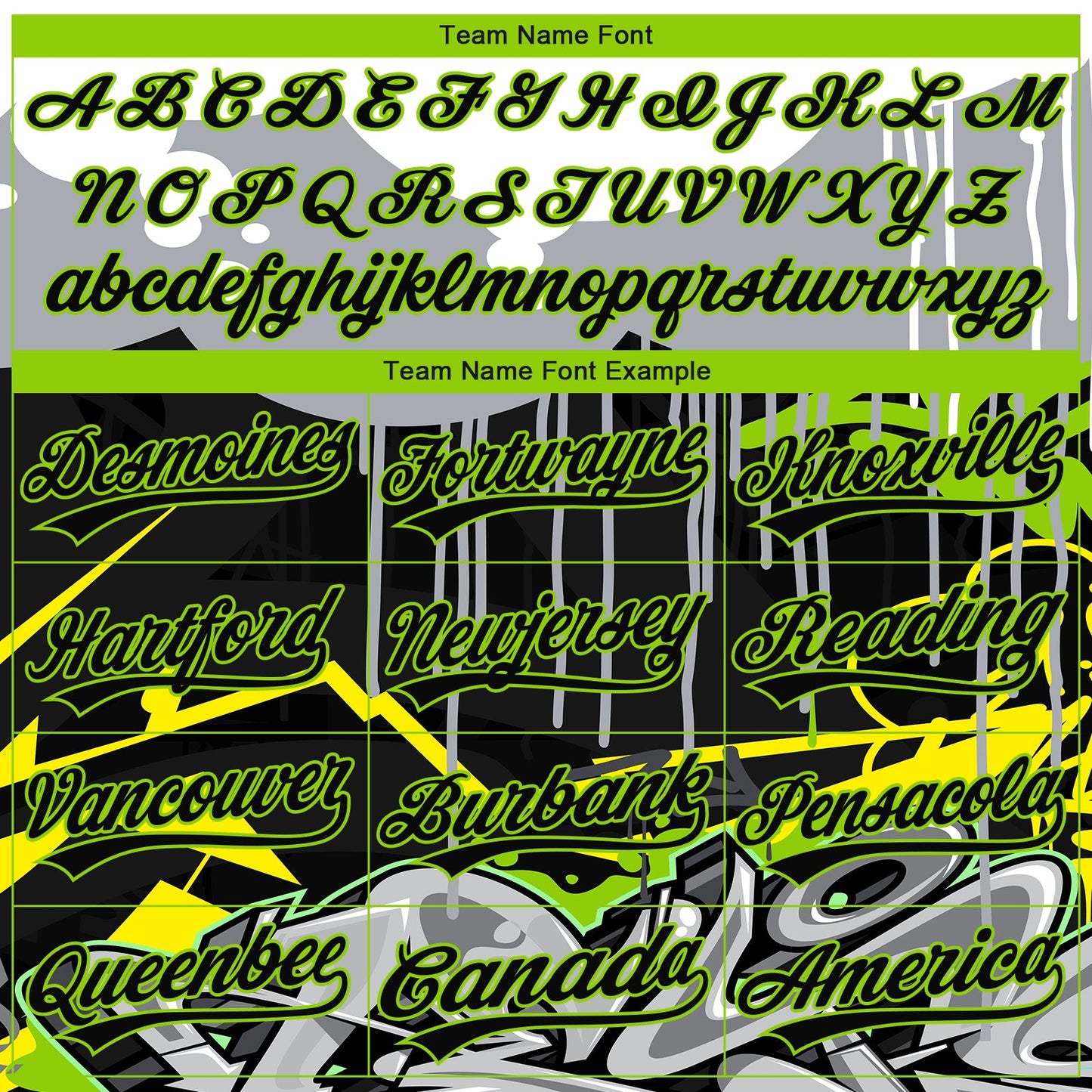 Custom Stitched Black Gray Neon Green Yellow-White 3D Graffiti Splash Street Art Sports Pullover Sweatshirt Hoodie view 3