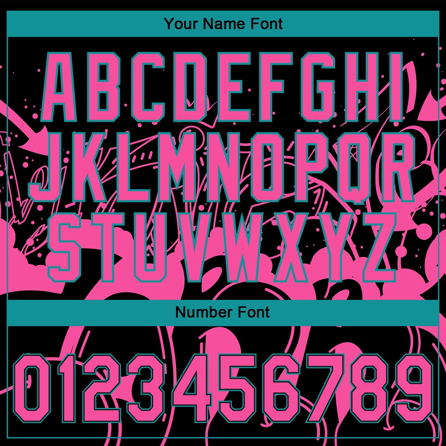 Custom Stitched Black Pink-Teal 3D Graffiti Splash Street Art Sports Pullover Sweatshirt Hoodie view 4