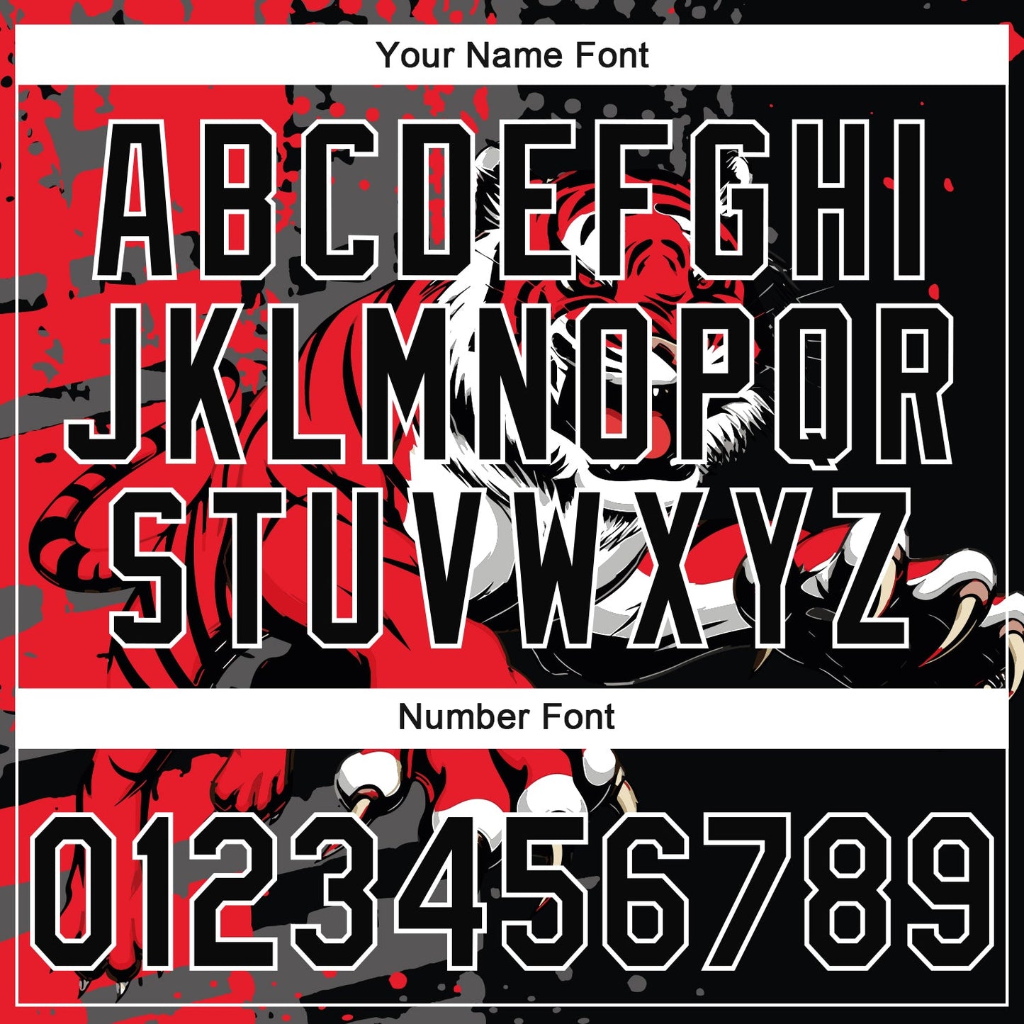 Custom Stitched Black Red Gray-White 3D Pattern Design Animal Tiger Sports Pullover Sweatshirt Hoodie view 4
