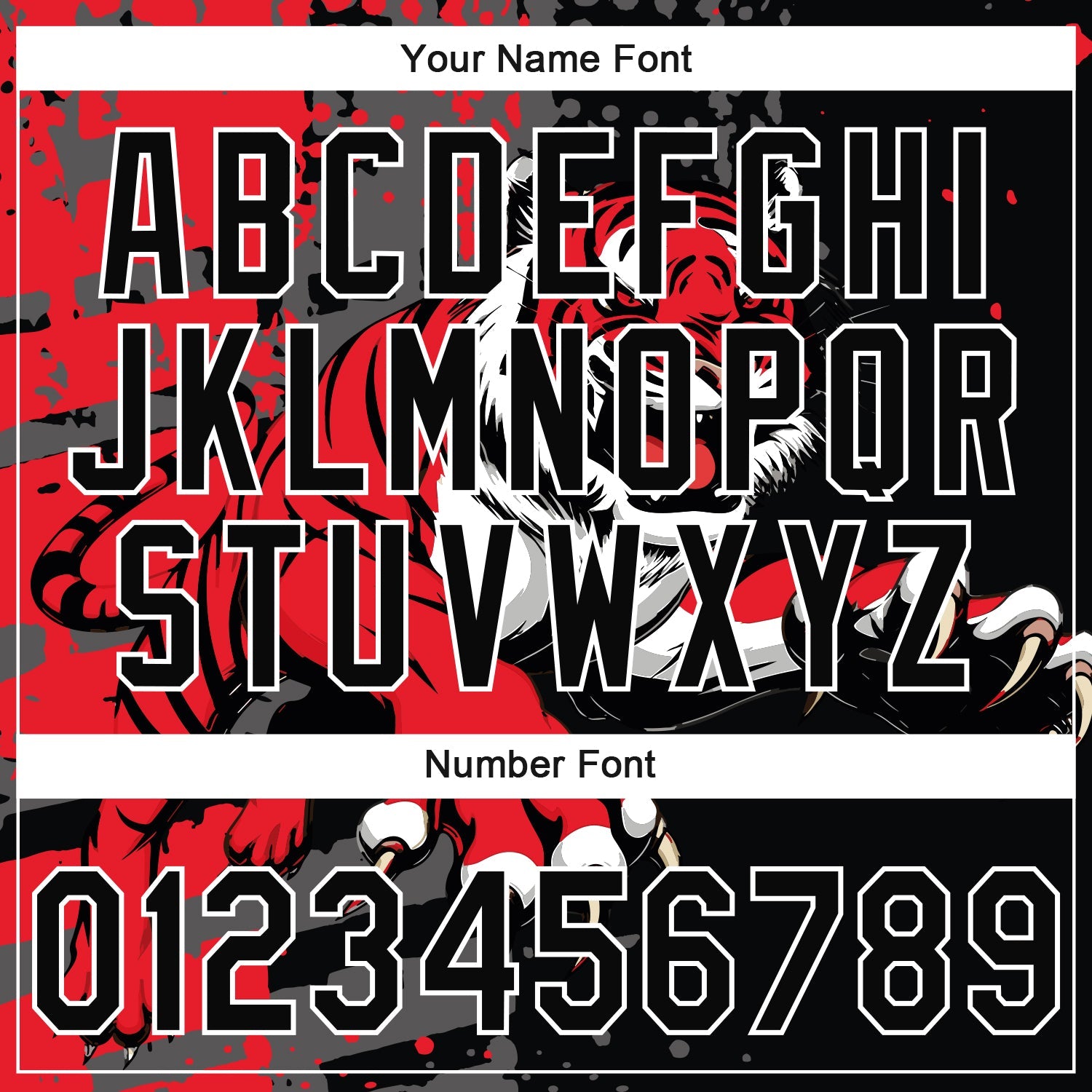 Custom Stitched Black Red Gray-White 3D Pattern Design Animal Tiger Sports Pullover Sweatshirt Hoodie view 4