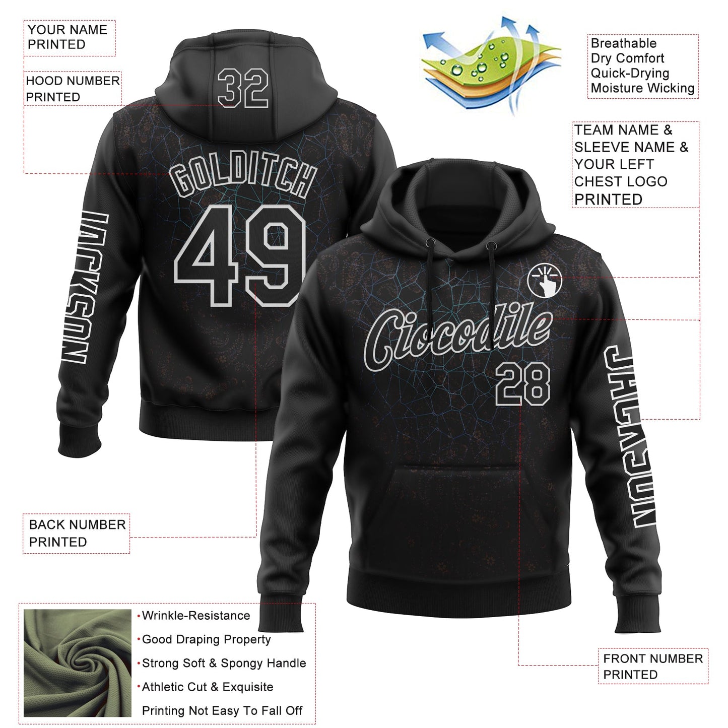 Custom Black White 3D Pattern Design Ethnic Tribal Sportswear Pullover Sweatshirt Hoodie view 2