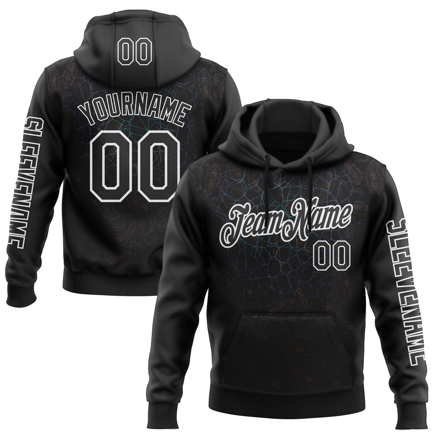 Custom Black White 3D Pattern Design Ethnic Tribal Sportswear Pullover Sweatshirt Hoodie - Main View