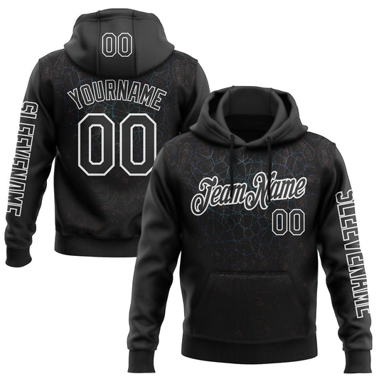 Custom Black White 3D Pattern Design Ethnic Tribal Sportswear Pullover Sweatshirt Hoodie - Main View
