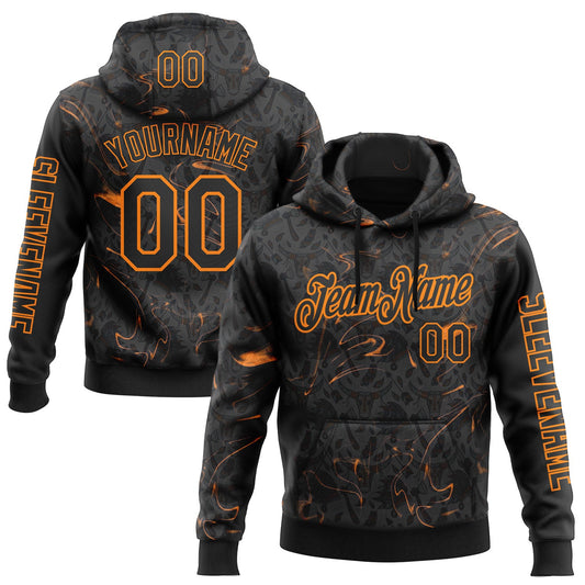 Custom Black Bay Orange 3D Pattern Design Ethnic Tribal Sportswear Pullover Sweatshirt Hoodie - Main View