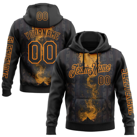 Custom Black Bay Orange 3D Pattern Design Ethnic Tribal Sportswear Pullover Sweatshirt Hoodie - Main View