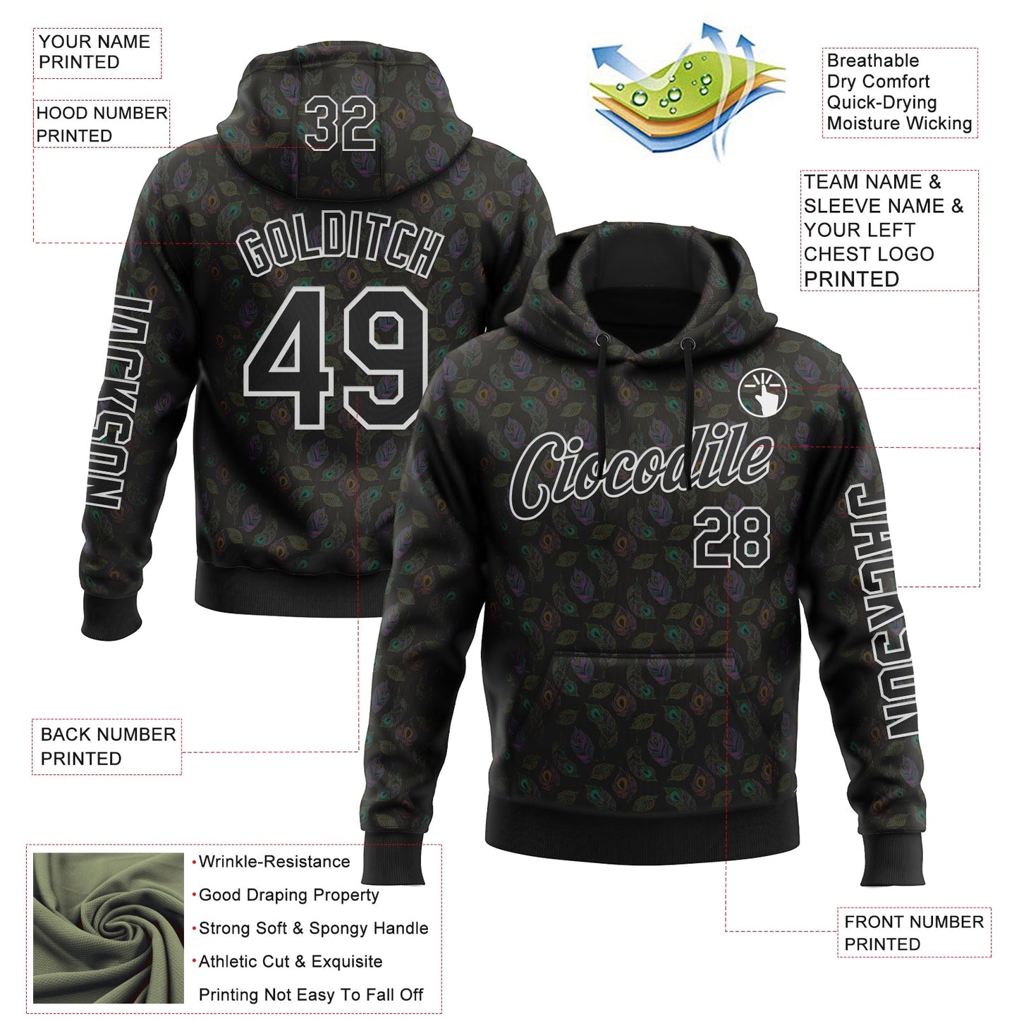 Custom Black White 3D Pattern Design Ethnic Tribal Sportswear Pullover Sweatshirt Hoodie view 2