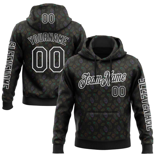 Custom Black White 3D Pattern Design Ethnic Tribal Sportswear Pullover Sweatshirt Hoodie - Main View