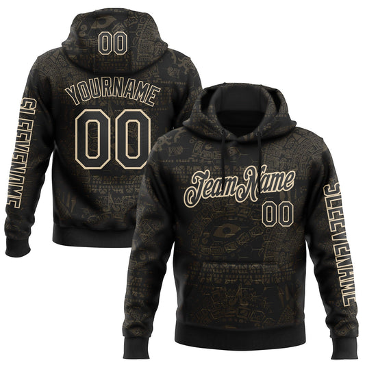 Custom Black City Cream 3D Pattern Design Ethnic Tribal Sportswear Pullover Sweatshirt Hoodie - Main View
