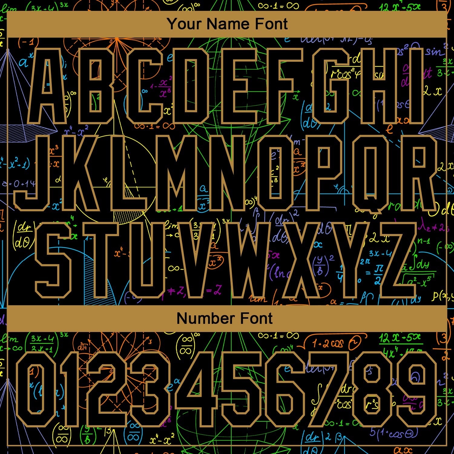 Custom Stitched Black Black-Old Gold 3D Pattern Design Math Sports Pullover Sweatshirt Hoodie view 4