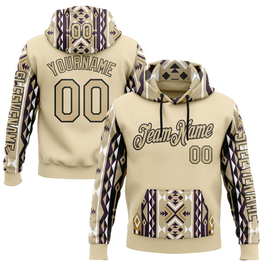 Custom City Cream Vegas Gold-Black 3D Pattern Design Western Cowboy Tribal Ethnic Sports Pullover Sweatshirt Hoodie - Main View