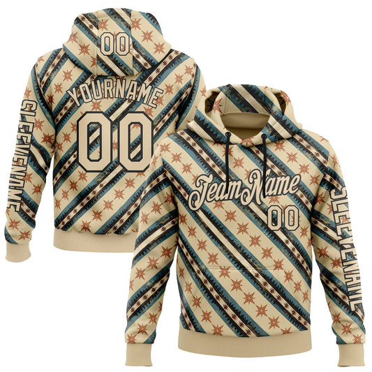 Custom Cream City Cream-Black 3D Pattern Design Western Cowboy Tribal Ethnic Sports Pullover Sweatshirt Hoodie - Main View