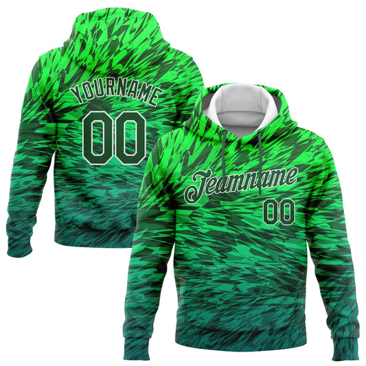 Custom Stitched Kelly Green Green-White 3D Pattern Design Gradient Abstract Sports Pullover Sweatshirt Hoodie - Main View