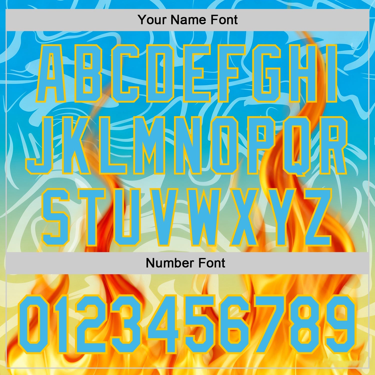 Custom Blue Sky Blue-Yellow 3D Abstract Flame Sports Pullover Sweatshirt Hoodie view 4