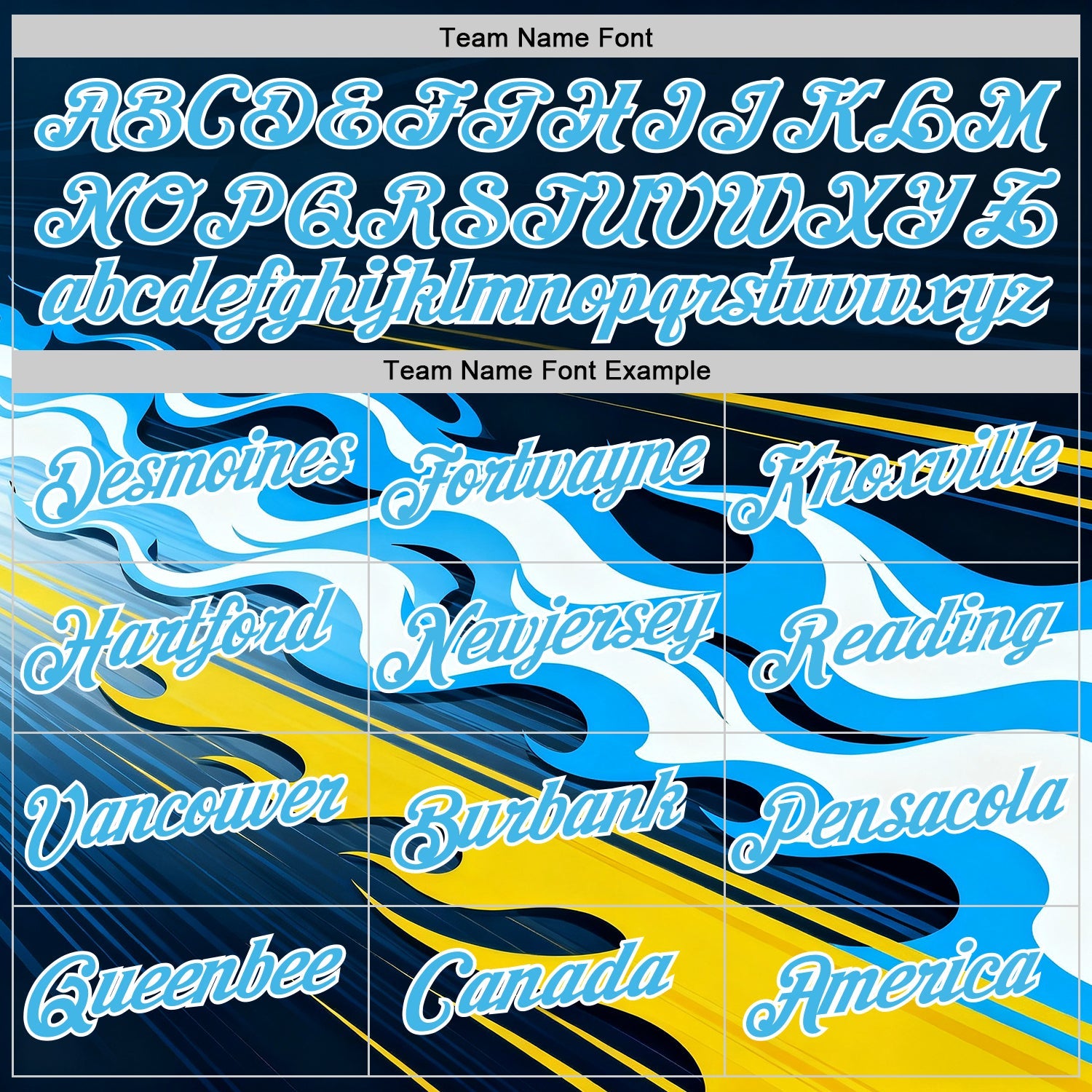 Custom Navy Sky Blue Yellow Black-White 3D Abstract Flame Sports Pullover Sweatshirt Hoodie view 3