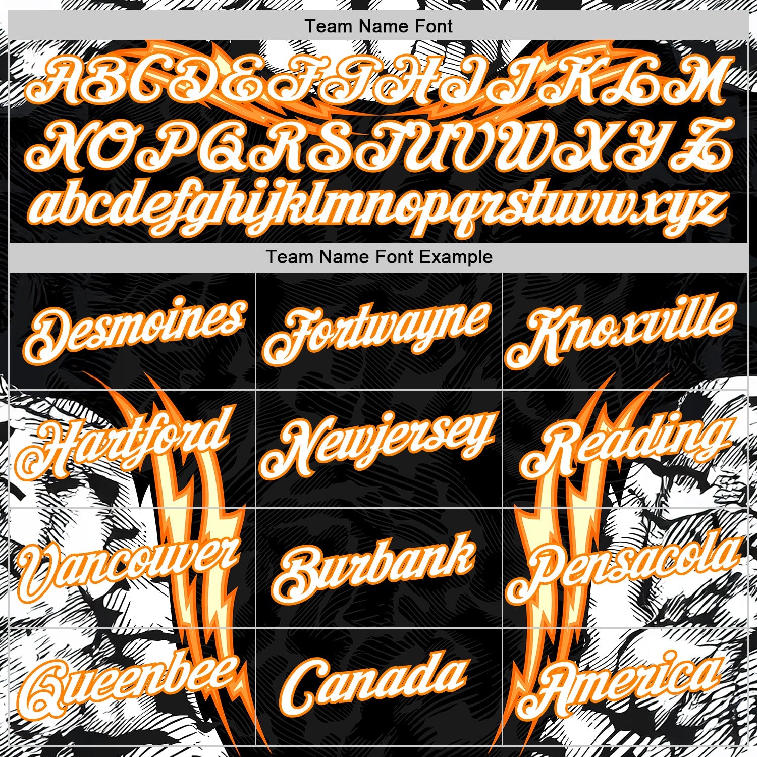 Custom Black White-Bay Orange 3D Abstract Flame Sports Pullover Sweatshirt Hoodie view 3