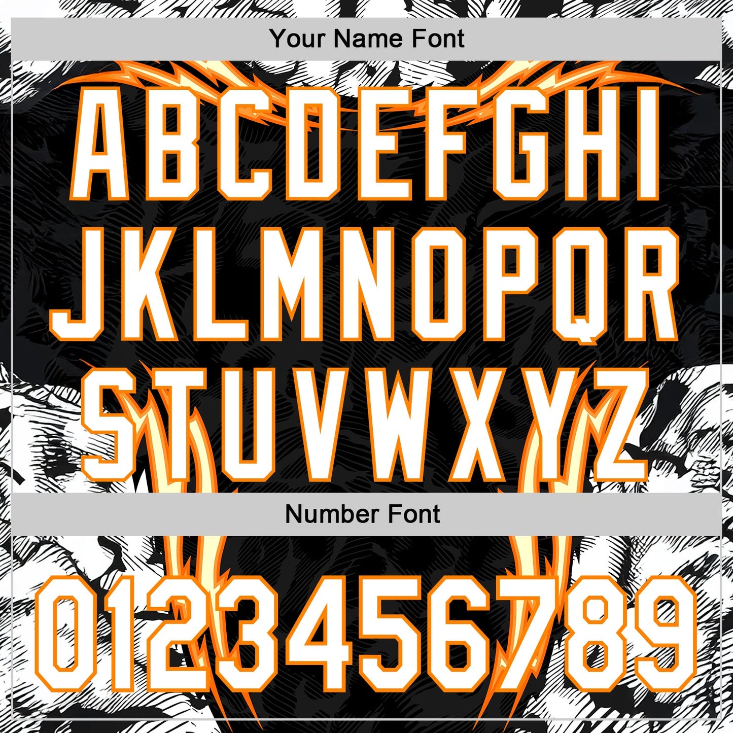 Custom Black White-Bay Orange 3D Abstract Flame Sports Pullover Sweatshirt Hoodie view 4
