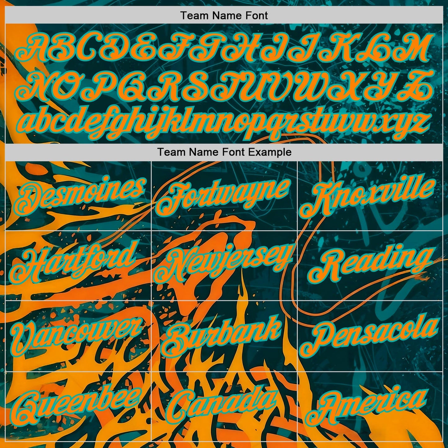 Custom Green Bay Orange-Aqua 3D Abstract Flame Sports Pullover Sweatshirt Hoodie view 3