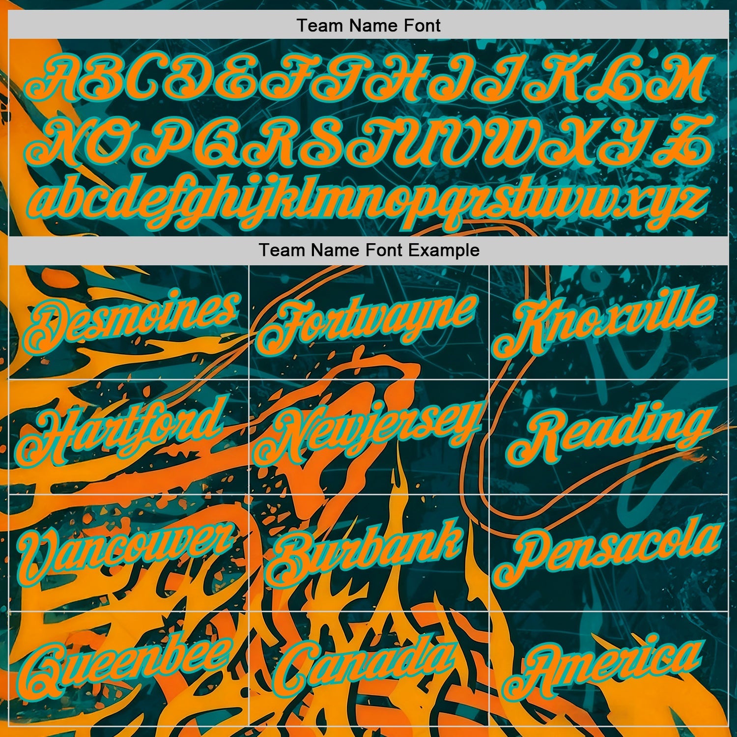 Custom Green Bay Orange-Aqua 3D Abstract Flame Sports Pullover Sweatshirt Hoodie view 3