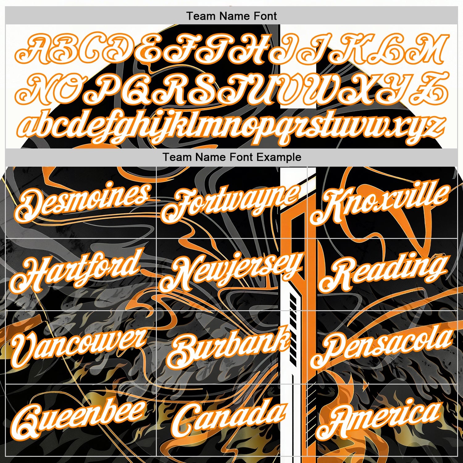 Custom Black White-Bay Orange 3D Abstract Flame Sports Pullover Sweatshirt Hoodie view 3