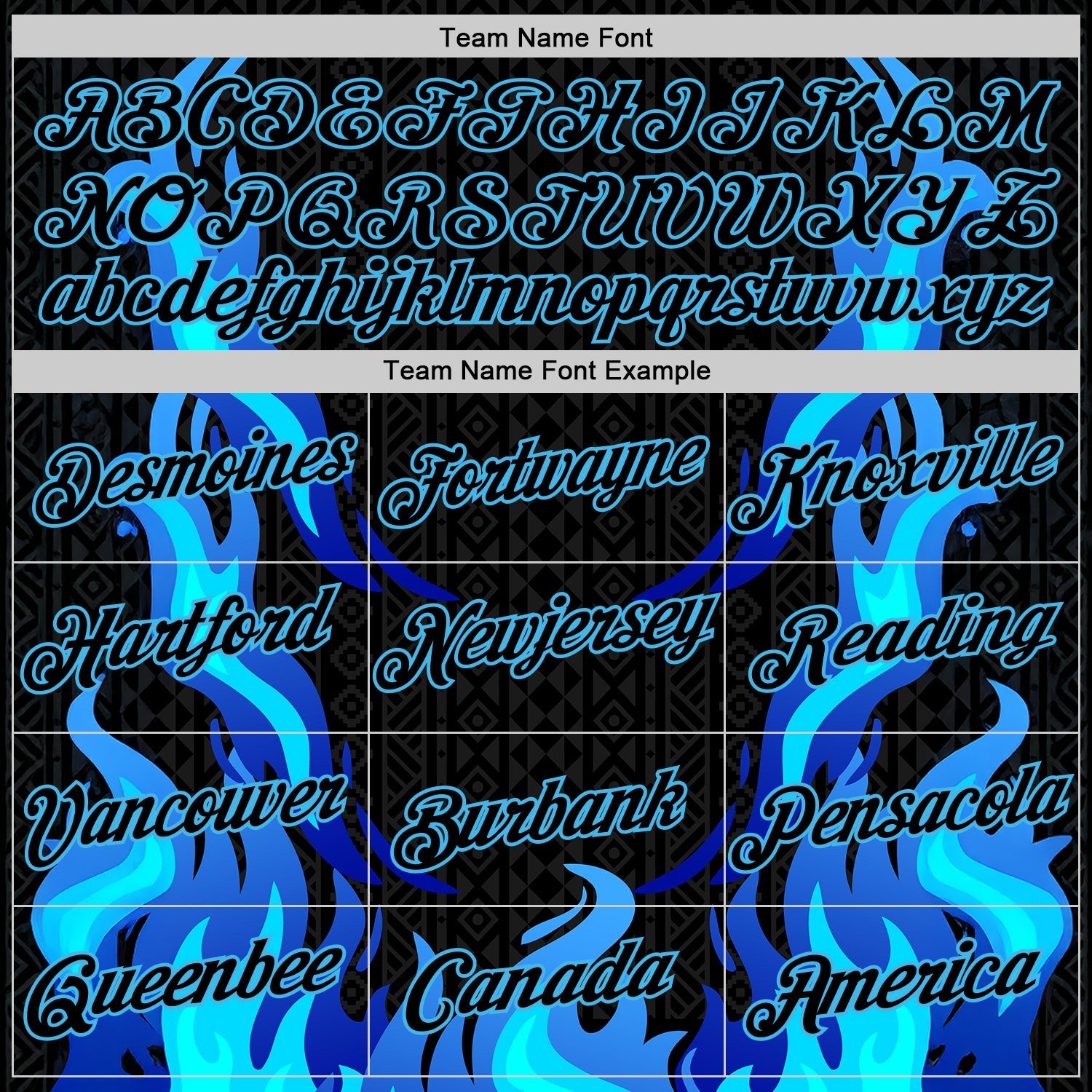 Custom Black Sky Blue 3D Abstract Flame Sports Pullover Sweatshirt Hoodie view 3