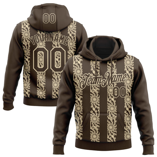 Custom Stitched Brown Cream Abstract Shape Pattern Sports Pullover Sweatshirt Hoodie - Main View