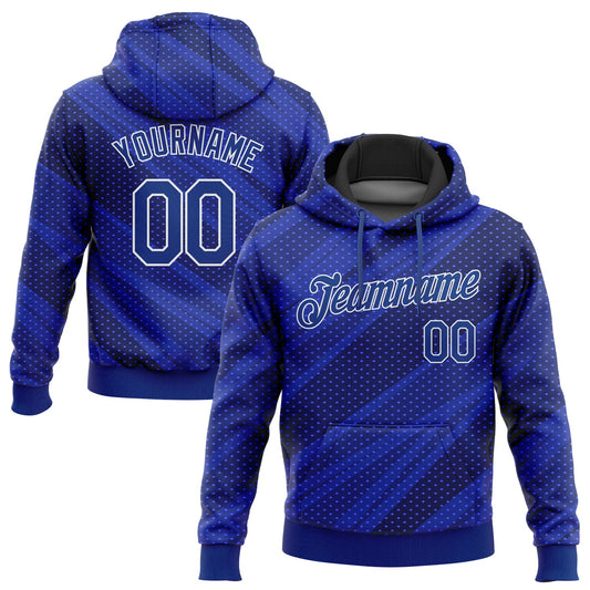 Custom Stitched Royal Roayl Navy-White 3D Pattern Design Sports Pullover Sweatshirt Hoodie - Main View