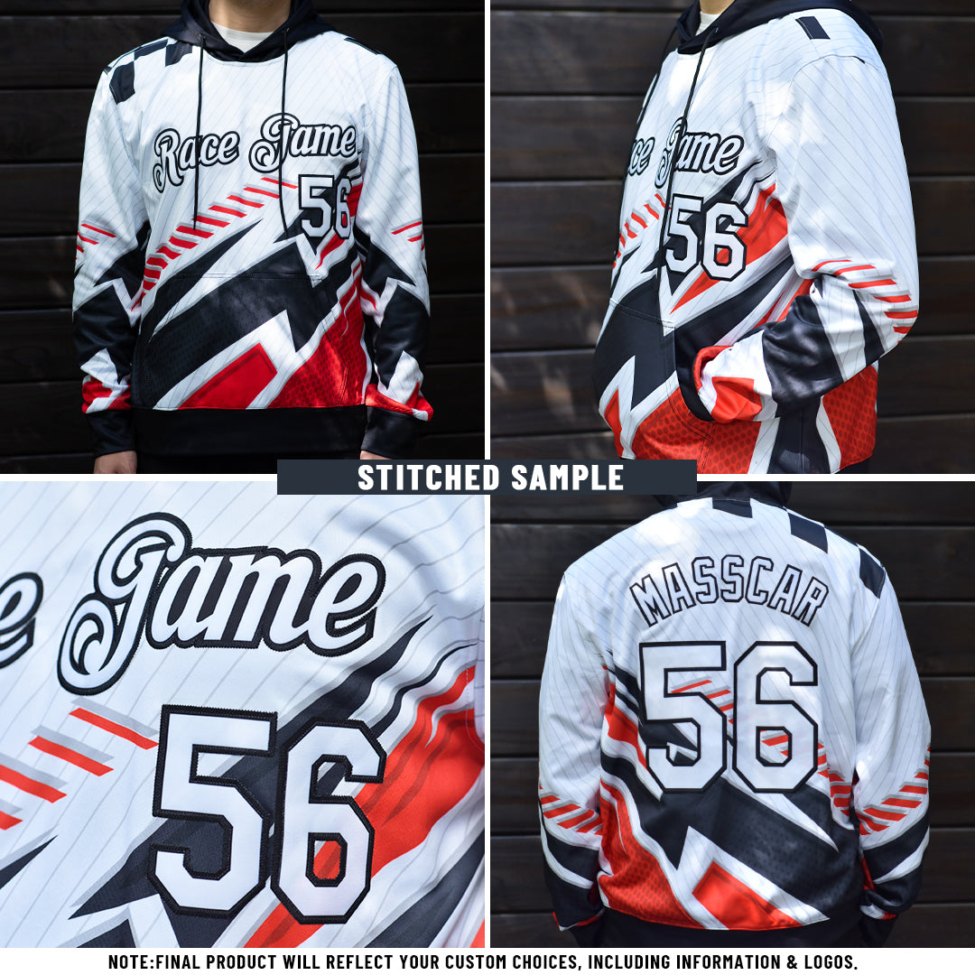 Custom Stitched Red Old Gold-Navy Splash Sports Pullover Sweatshirt Hoodie view 3