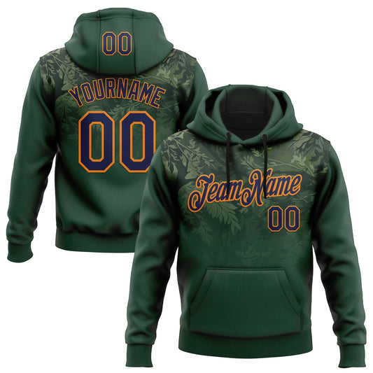 Custom Stitched Green Navy-Bay Orange 3D Pattern Design Tree Camo Gradient Hunting Sports Pullover Sweatshirt Hoodie - Main View