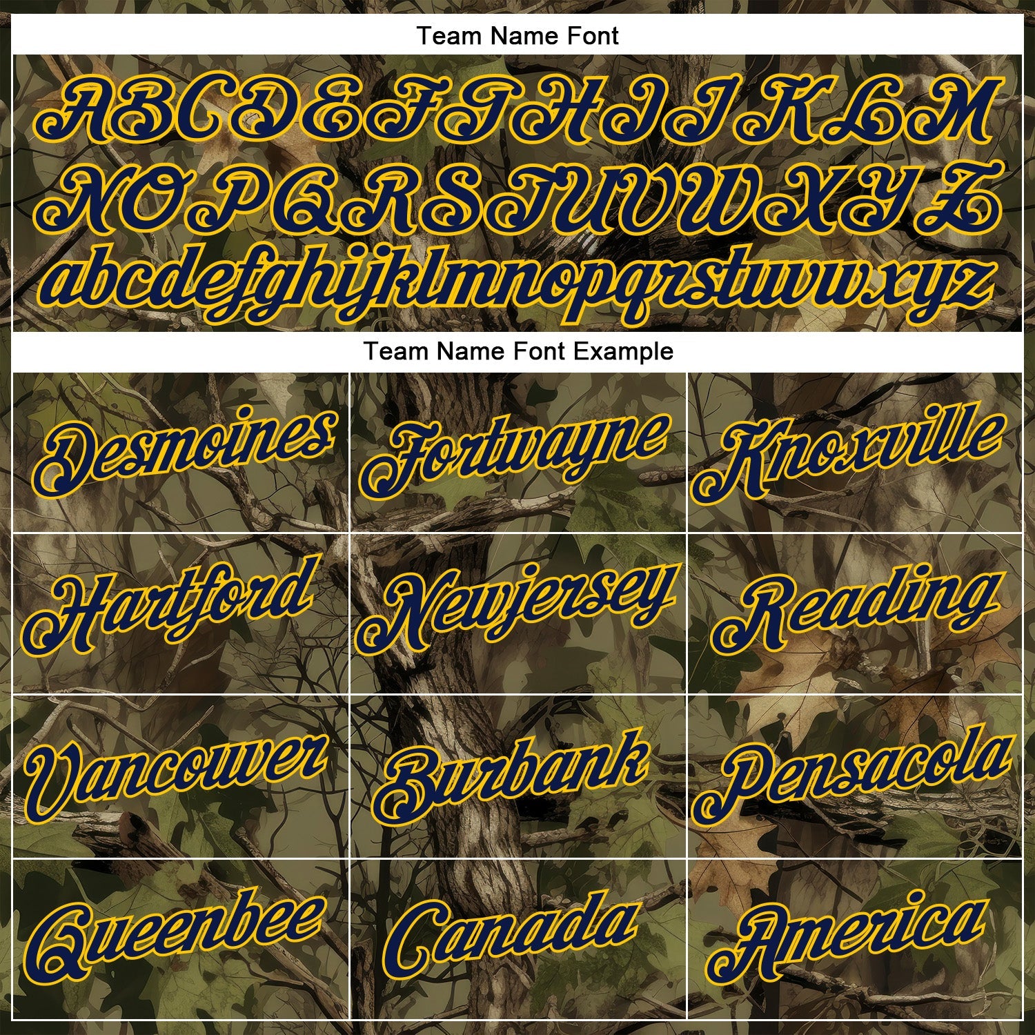 Custom Stitched Old Gold Navy-Yellow 3D Pattern Design Tree Camo Hunting Sports Pullover Sweatshirt Hoodie view 3