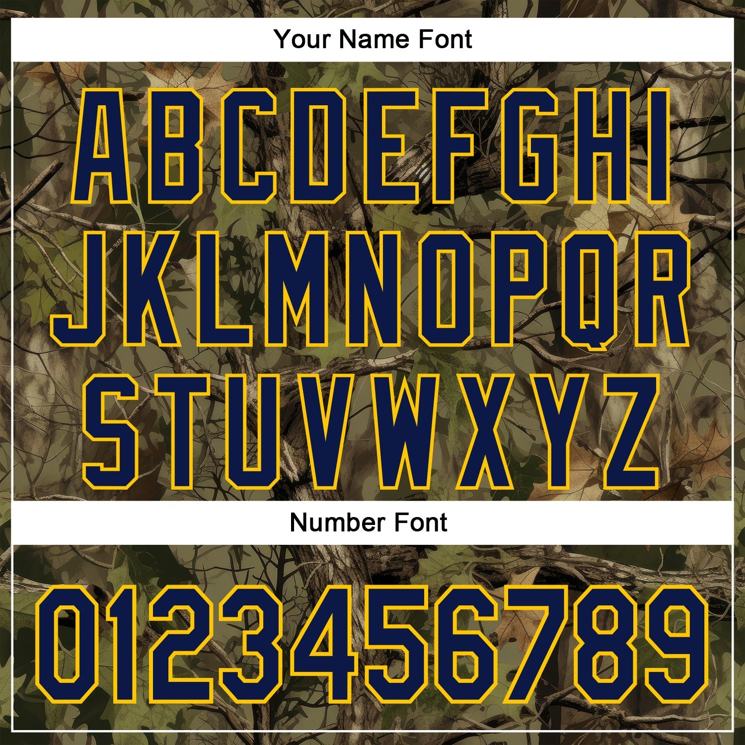 Custom Stitched Old Gold Navy-Yellow 3D Pattern Design Tree Camo Hunting Sports Pullover Sweatshirt Hoodie view 4