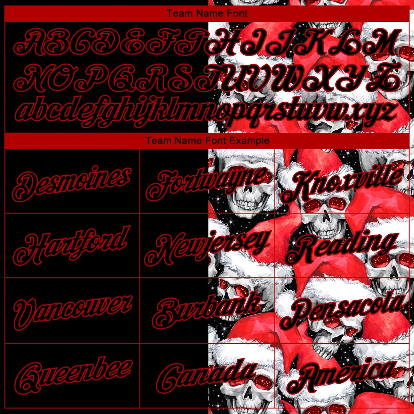Custom Stitched Black Red-White 3D Skulls And Christmas Santa's Hat Sports Pullover Sweatshirt Hoodie view 3