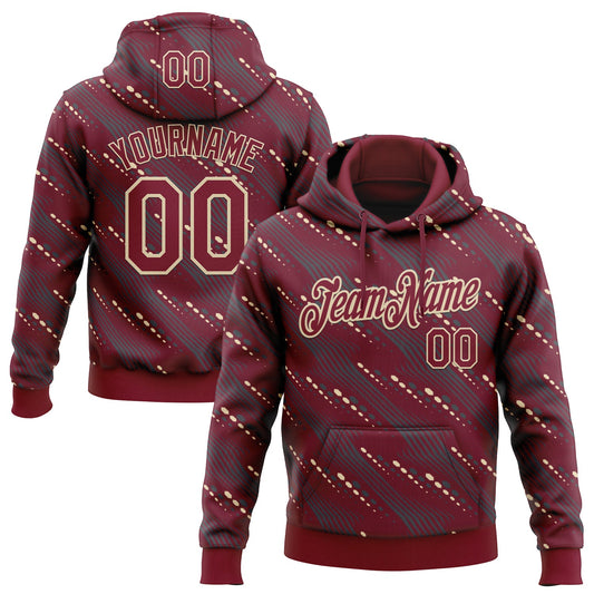 Custom Stitched Crimson Cream Slant Lines Sports Pullover Sweatshirt Hoodie - Main View