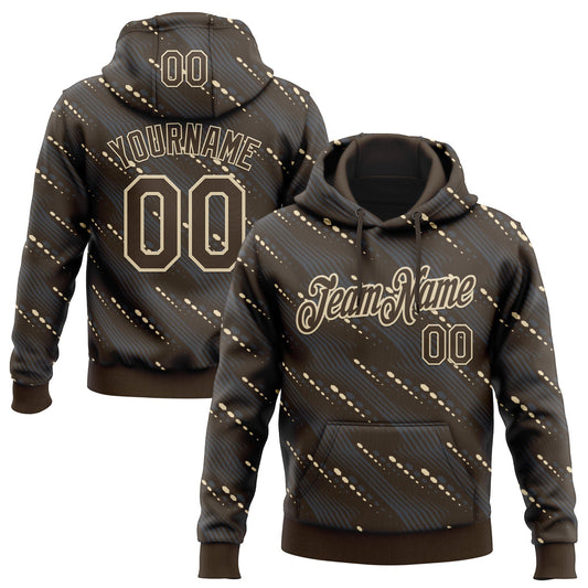 Custom Stitched Brown Cream Slant Lines Sports Pullover Sweatshirt Hoodie - Main View