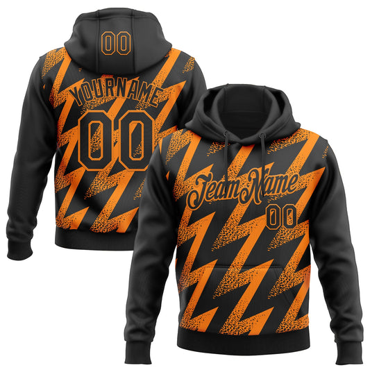 Custom Stitched Black Bay Orange Zigzag Shape Sports Pullover Sweatshirt Hoodie - Main View