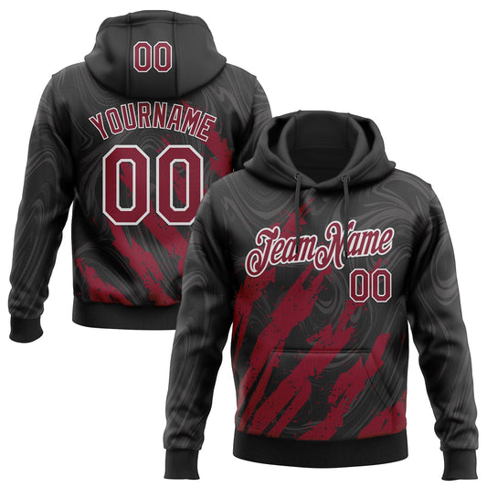 Custom Stitched Black Crimson-White Splash Sports Pullover Sweatshirt Hoodie - Main View